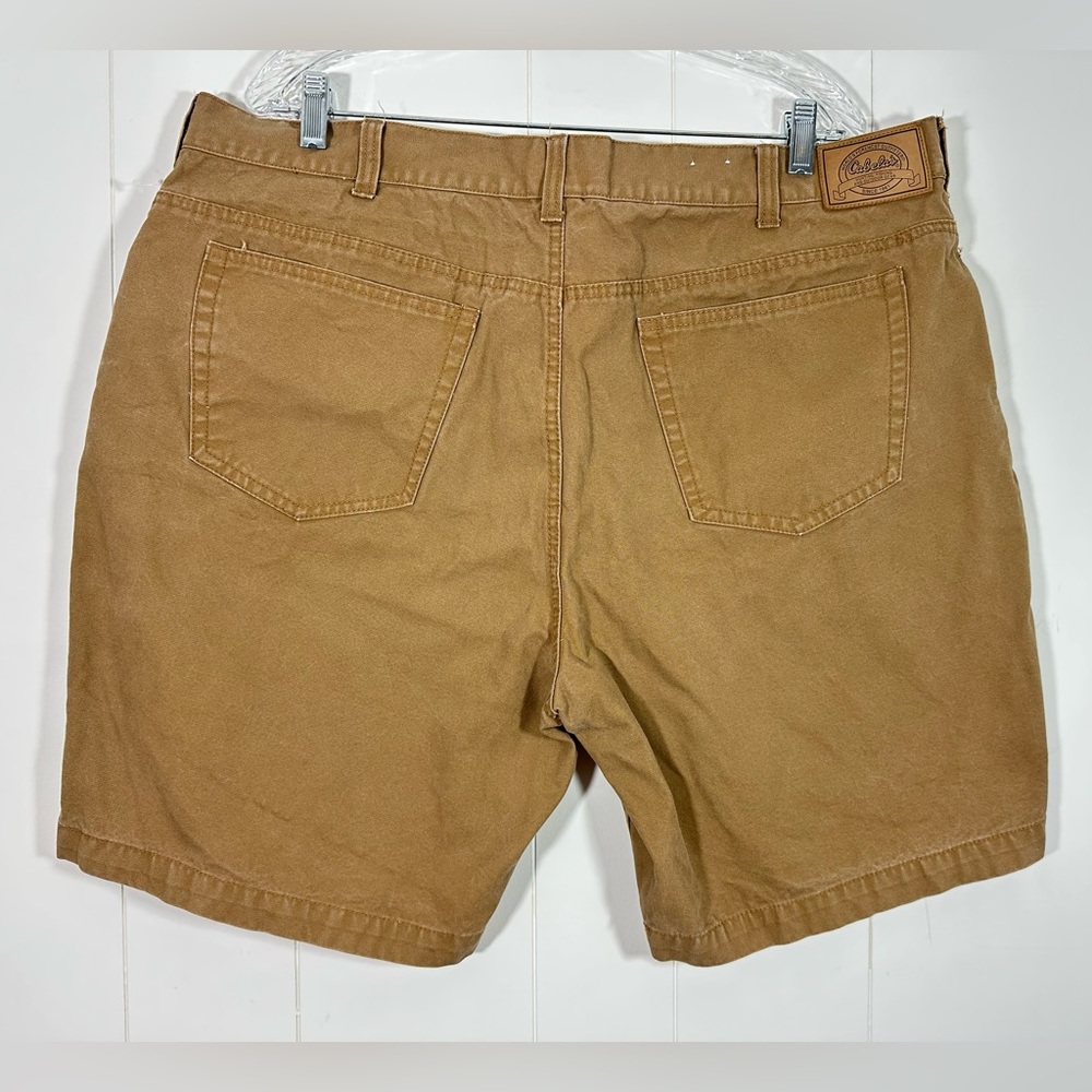 Cabelas Mens Shorts Size  42 Oak Brown Casual Flat Front Denim Outdoors - Picture 3 of 8